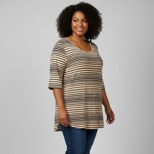 APT. 9 Women's Peach Pink 3/4 Sleeve Striped Top Size XL EUC 🐈